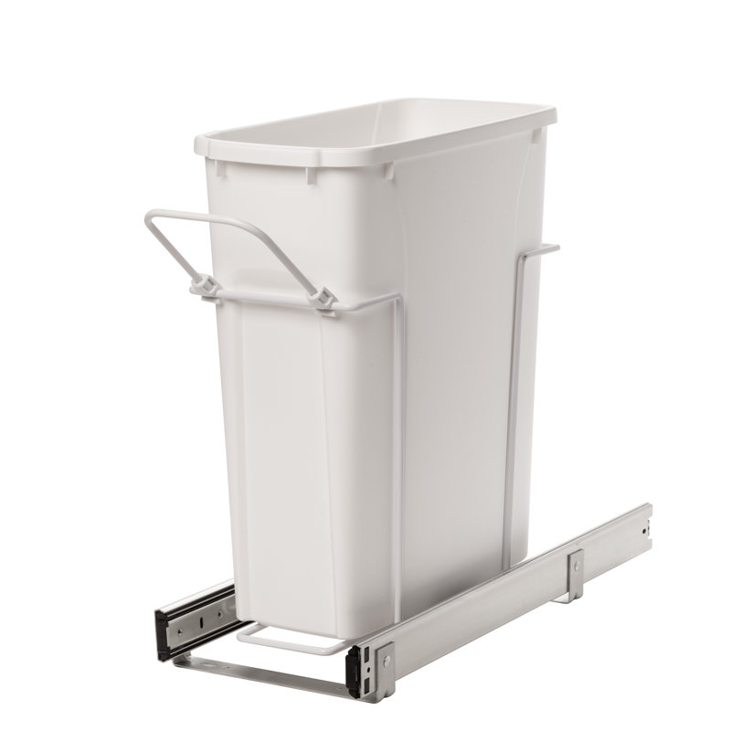 White Steel 20 Quart Pull-Out Rectangular Trash Can