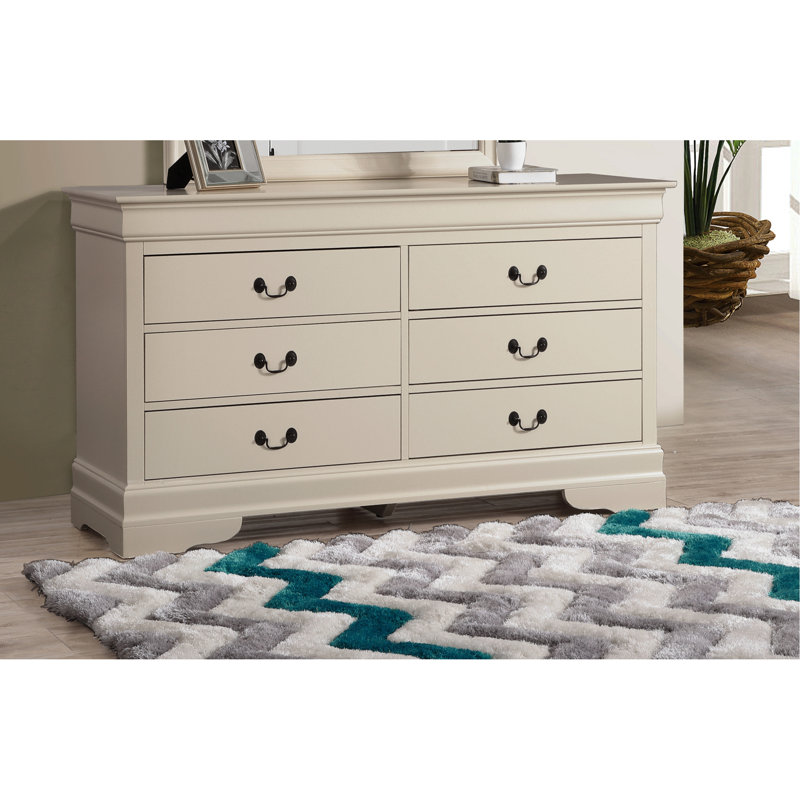 Commode double à 6 tiroirs de 60 po de largeur Citronelle, Beige
