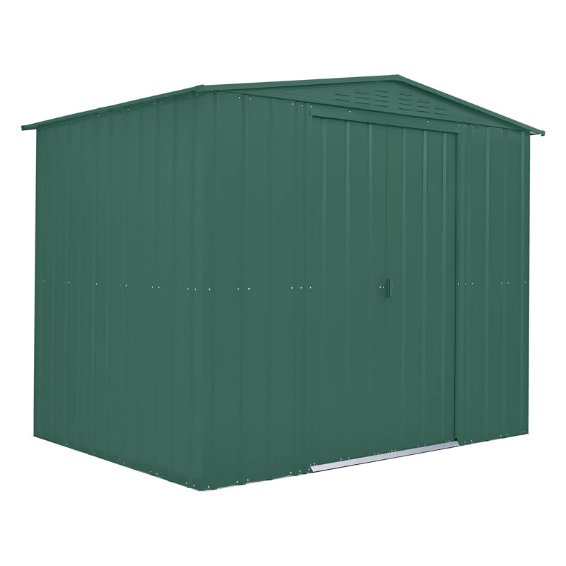 Globel 8 X 6 Apex Grey Metal Shed, Green