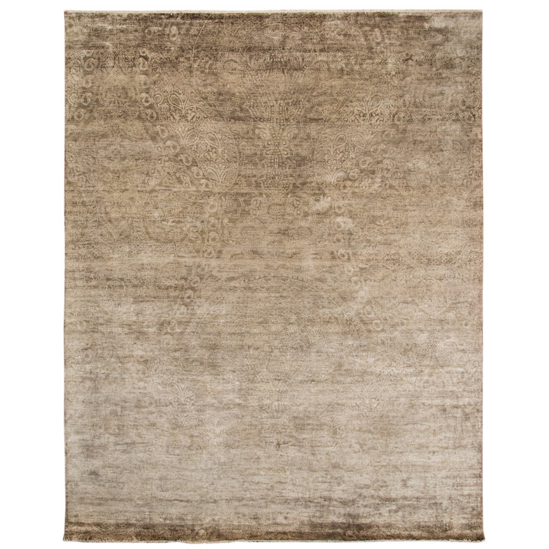 Tapis brun noué à la main Byesville, Rectangle 2 pi x 3 pi