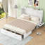 Grand lit escamotable mobile blanc avec tiroir et tablettes de chevet, lit plateforme avec armoire peu encombrante