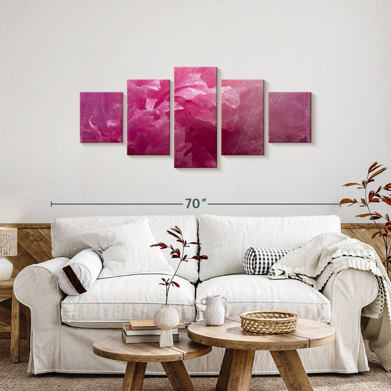 Pivoine rose gelée, H 24 po x l 55 po