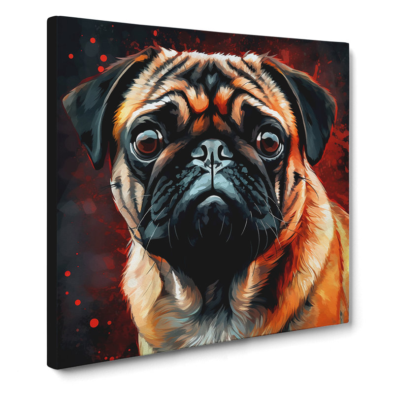 Pug No.2 - Wrapped Canvas, 50cm H x 50cm W x 3cm D