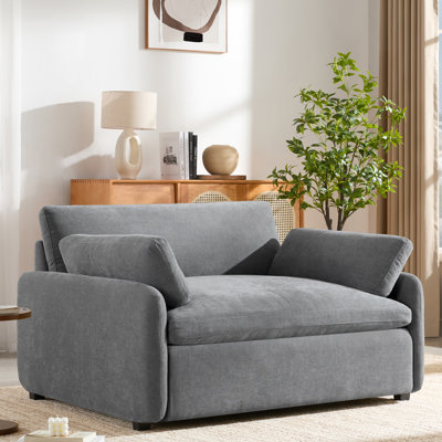 43" Wide 50" Deep Chenille Single Chair, Modern Minimalist Accent Armchair With Cloud - Like Comfort And 2 Armrest Pillows For Residential Use In Living Areas Oversized 50x43" Armchair, Style