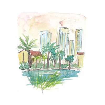 " View Of Pond In Sarona Tel Aviv " by Markus & Martina Bleichner Painting Print