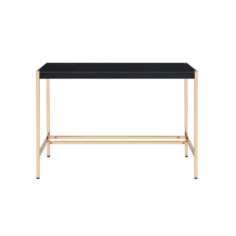 Bureau d'écriture Midriaks à finition noire et dorée avec USB