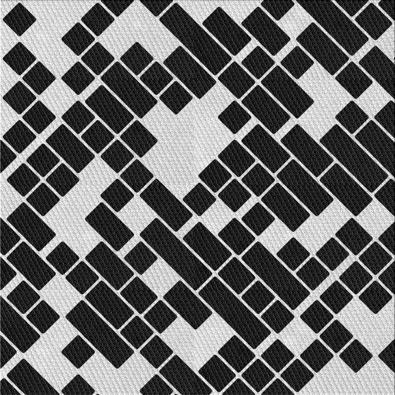 Tapis noir/blanc à motifs, Carré 3 pi