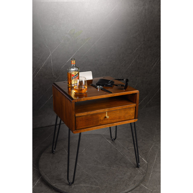 Ftenelle 48cm W Solid Wood Bedside Table