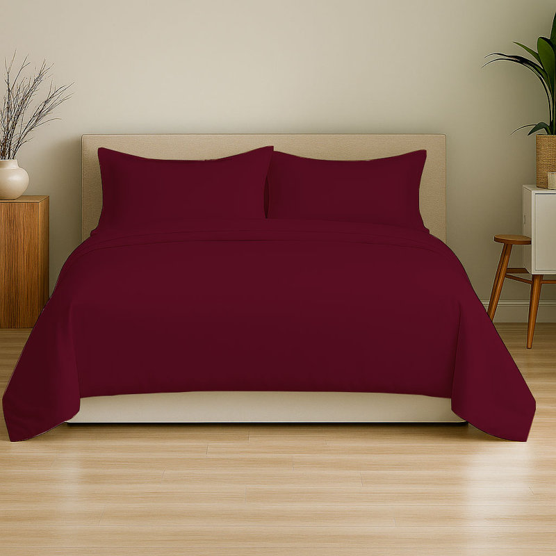 6-Piece Soft Microfiber Sheet Set, Burgundy, King Sheet Set with 4 Pillowcases