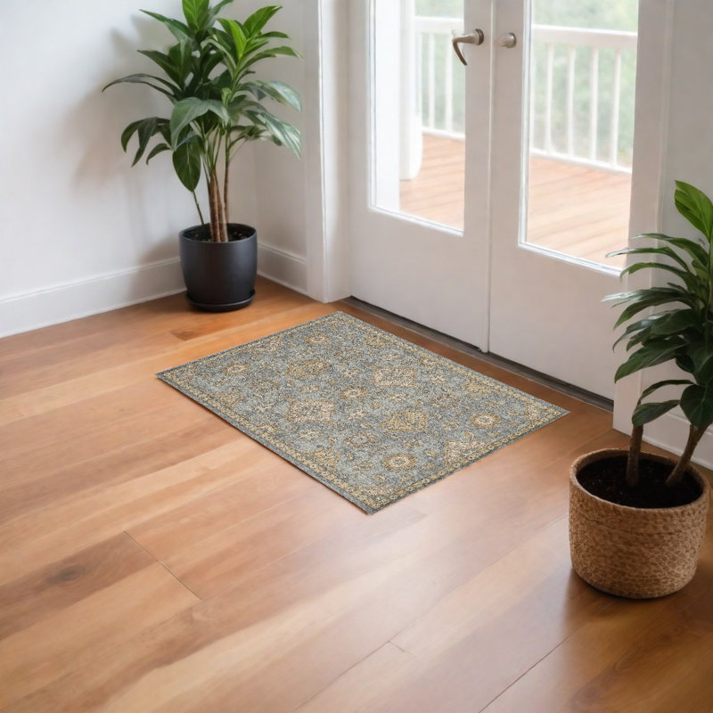 Tapis vert sauge en laine Bodily, Rectangle 2 pi 3 po x 3 pi 3 po