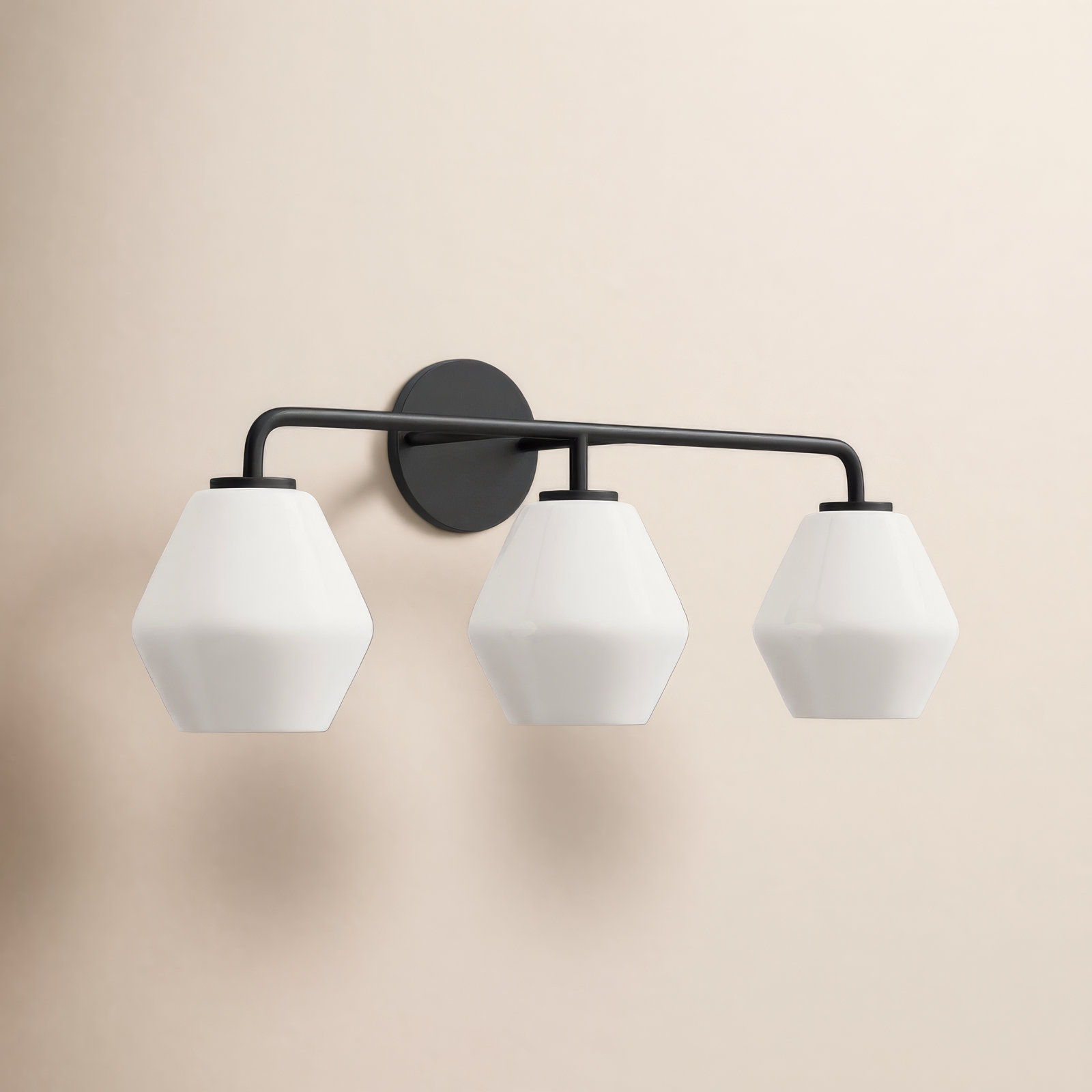 Rooks 3-Light Dimmable Vanity Light, Midnight Black, White