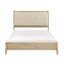 Cadre de grand lit beige avec tête de lit tapissier en similicuir de style classique et rails pour la chambre à coucher-129909197