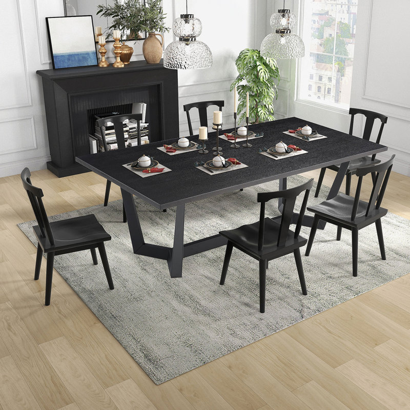 Rectangular MDF Dining Table Mid Century Modern