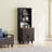 Farmhouse Storage Cabinet with Solid Wood Gourd Legs - 5-Tier Bookshelf with Adjustable Shelves & Drawer for Kitchen, Living Room, Black