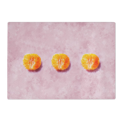 Tempered Glass Oranges on Pink Chopping Board