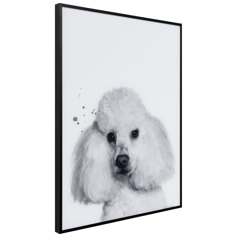Caniche encadré sur verre