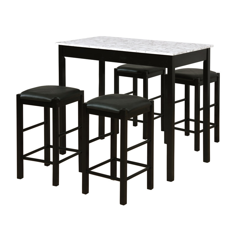Loria 4 - Person Four Leg Dining Set, Black