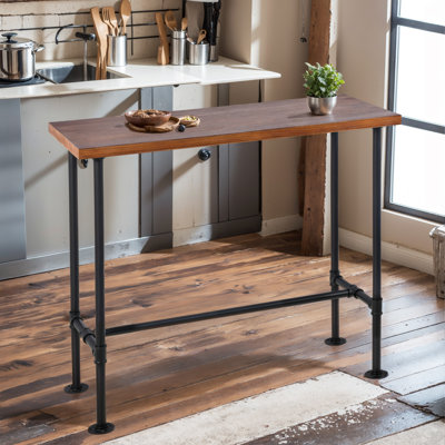 Ellyce Pine Solid Wood Top Metal Base Dining Table