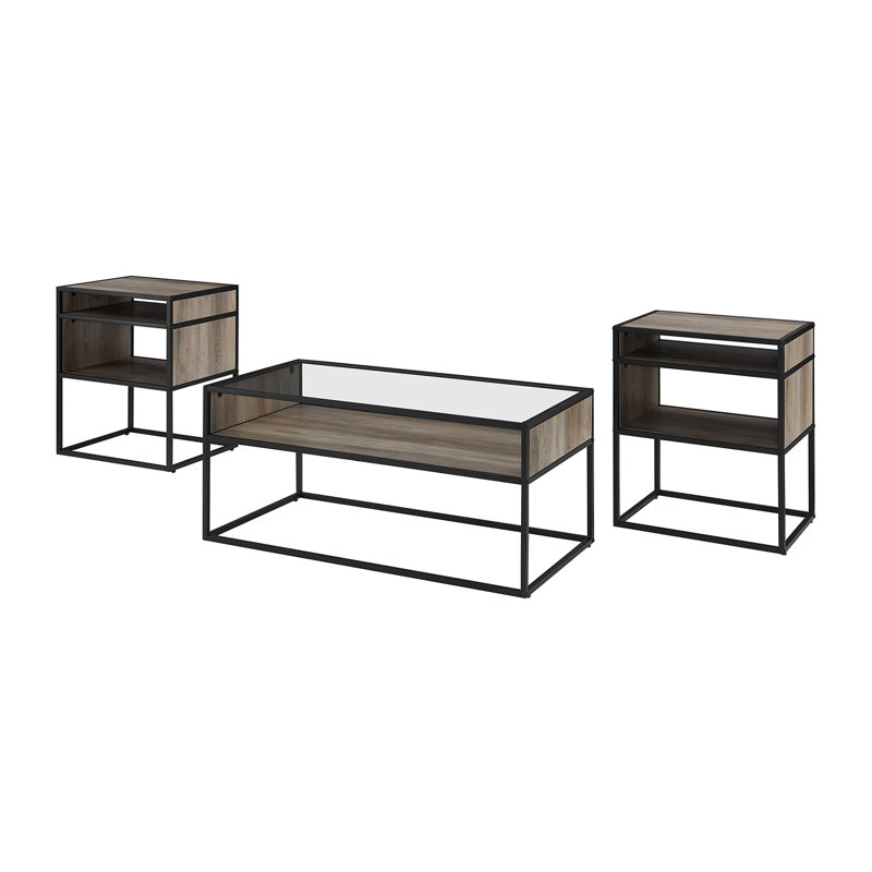 Ensemble de 3 tables d'appoint Barkad, Gris délavé