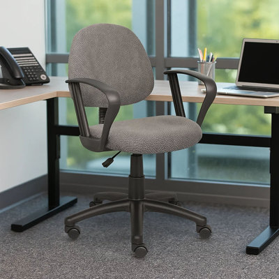 Fauteuil de posture pivotant Jea, accoudoirs bouclés, tweed gris, roulettes