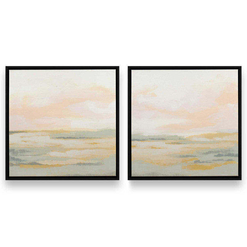 Ensemble de 2 champs de lumière pastel, H 13 po x l 26 po, Cadre flottant noir satiné