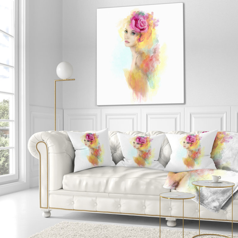 Coussin floral à fleurs d’été floral, 16 po x 1 po, Coussin décoratif
