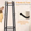 Portemanteaux de style industriel amélioré: 2 tablettes, panier en métal et 8 crochets doubles-307769072