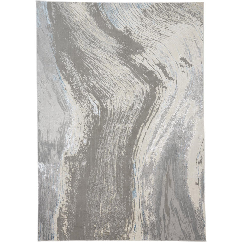 Nikola Abstract Power Loom Grey Area Rug, Rectangle 3'11" x 6'