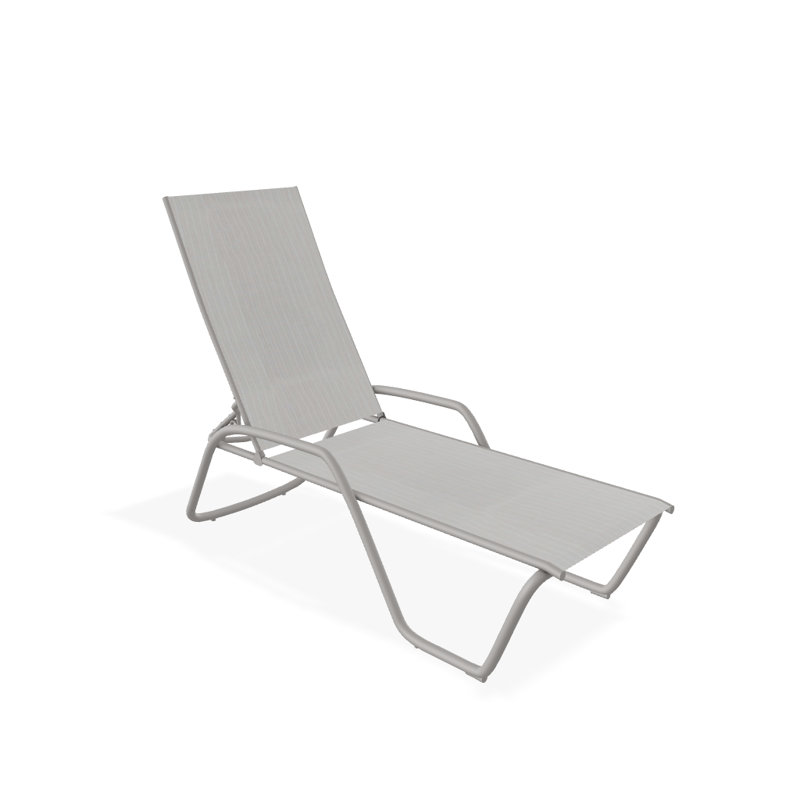 Outdoor Rust-Resistant Metal Chaise Lounge, Textured Warm Gray, Amalfi