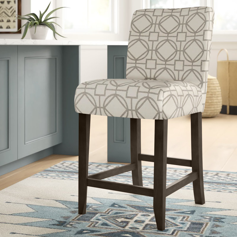 Therrien 25" Counter Stool, Gray Lattice Polyester