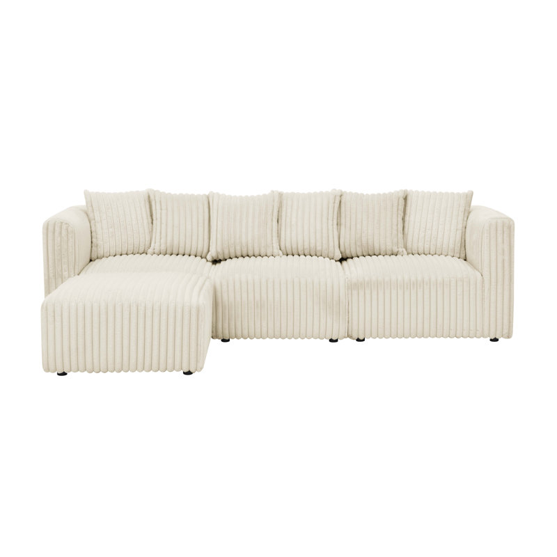 Dalmerlington Modular Sectional, Beige Faux Fur