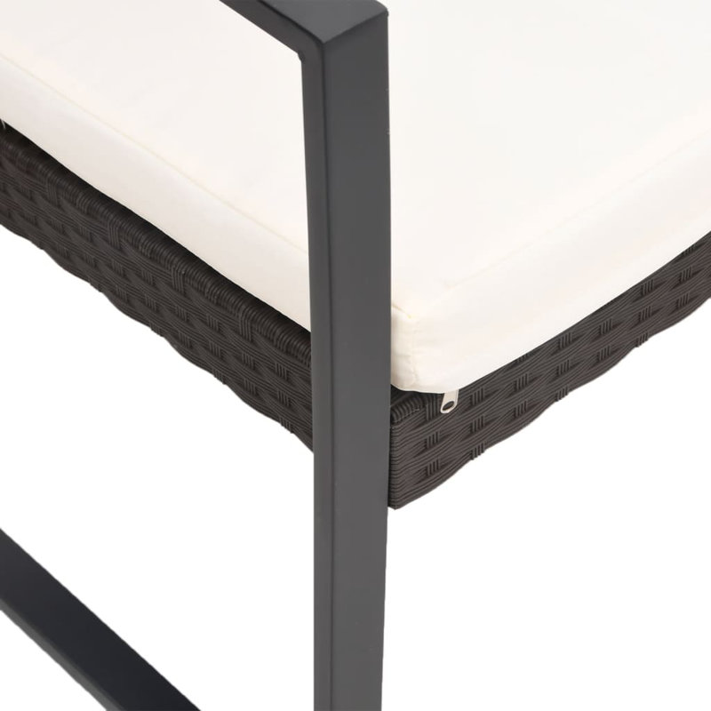 Banc de jardin 3 places en polypropylène brun, Brun / blanc crème