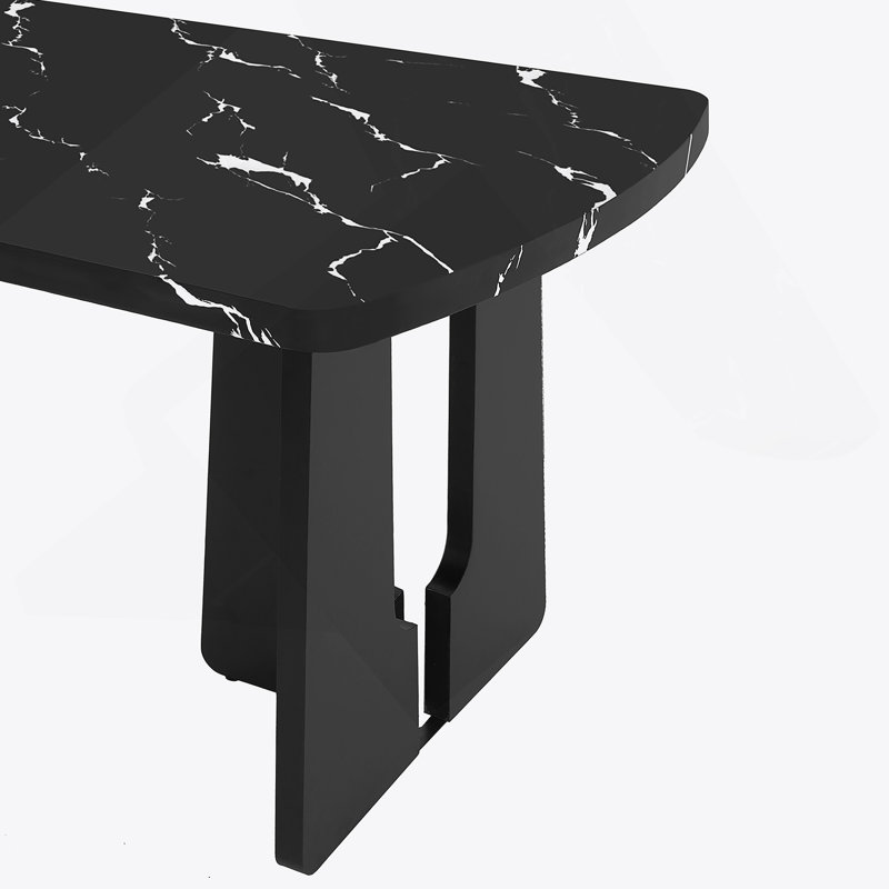 Ensemble de table de salle à manger 6 pièces, table de salle à manger avec 4 chaises rembourrées et 1 banc, Noir