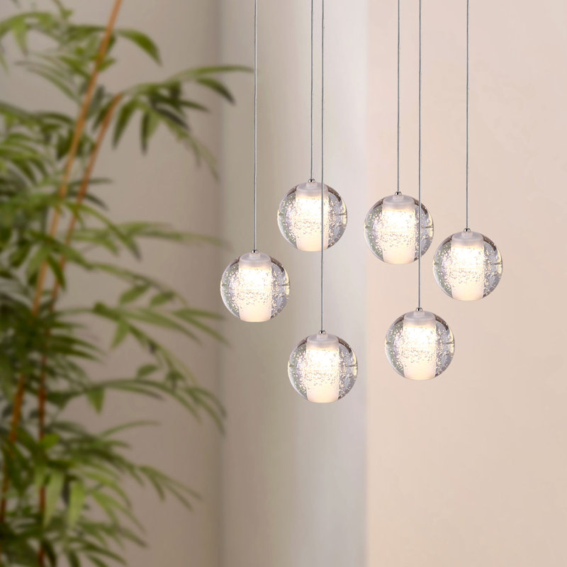 Luminaire suspendu sphère 6 lumières à del grappe Veroniza