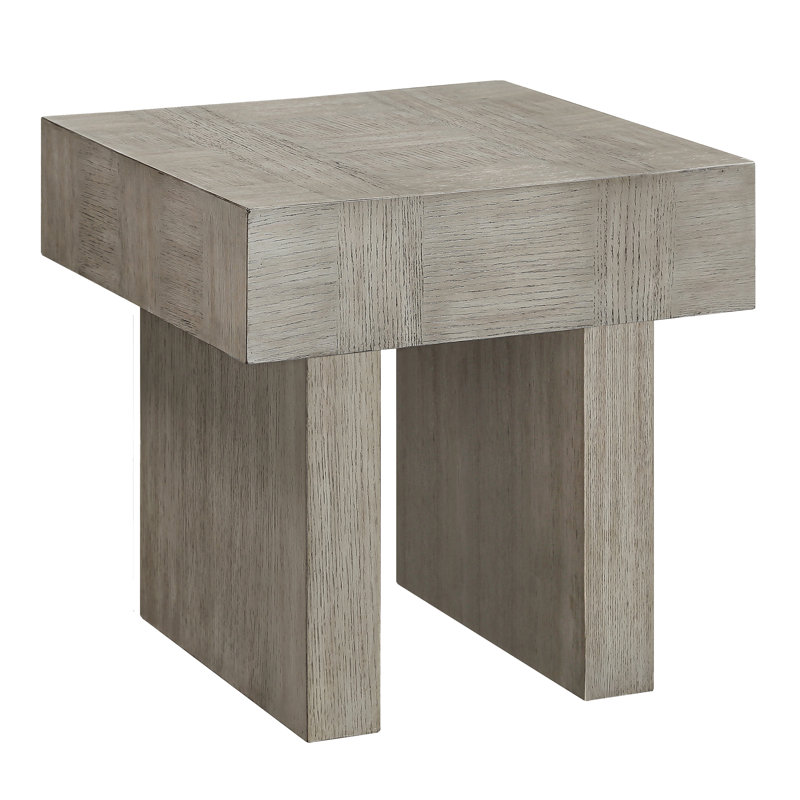 Table de bout en bois de style contemporain en gris brun - forme carrée pour le salon
