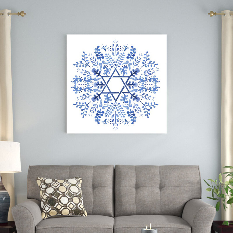 «Indigo Hanukkah I» par Victoria Borges - impression sur toile tendue, H 36 po x l 36 po