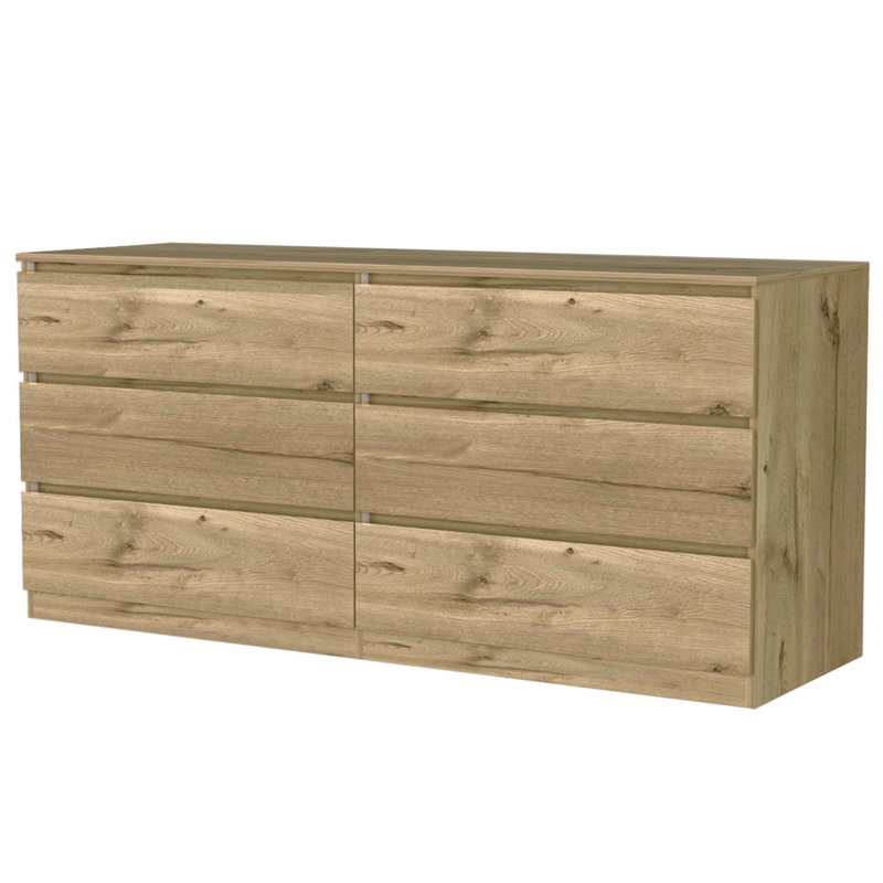 Commode double 6 tiroirs 60,47 "Alohna Randwick, Chêne clair
