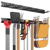 Étagère de rangement pour outils de garage, système de rangement mural avec  6 crochets amovibles, porte-outils de jardin en acier super résistant pour