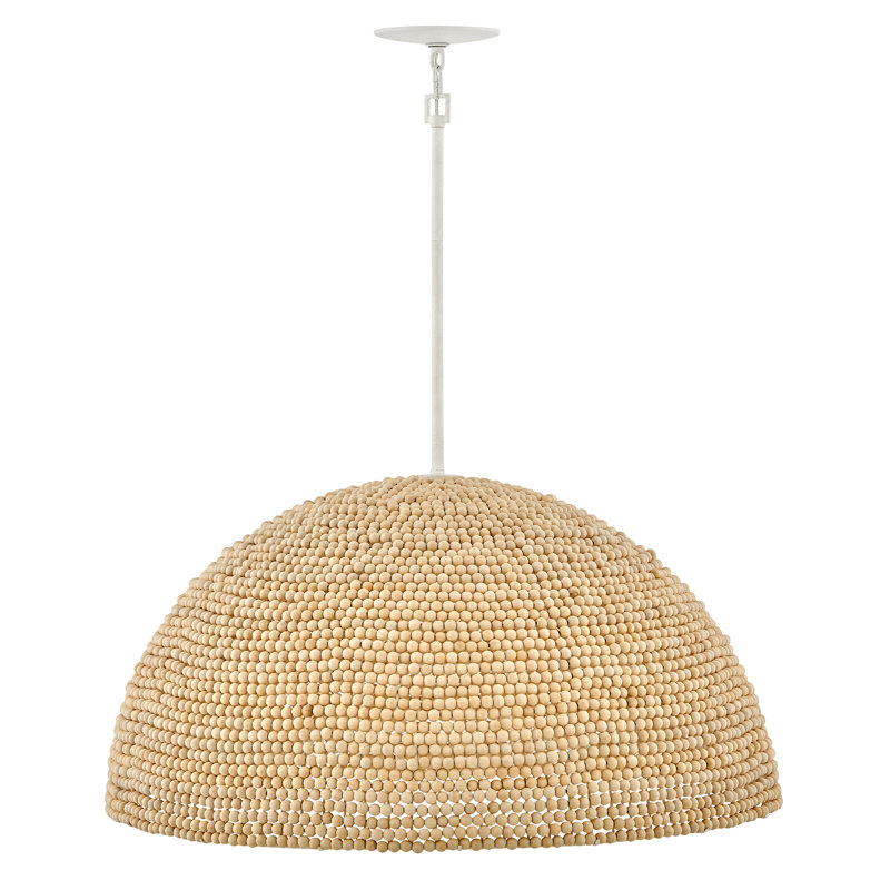 Dalia 3-Light Wooden Bead Dome Convertible Chandelier, Textured Plaster