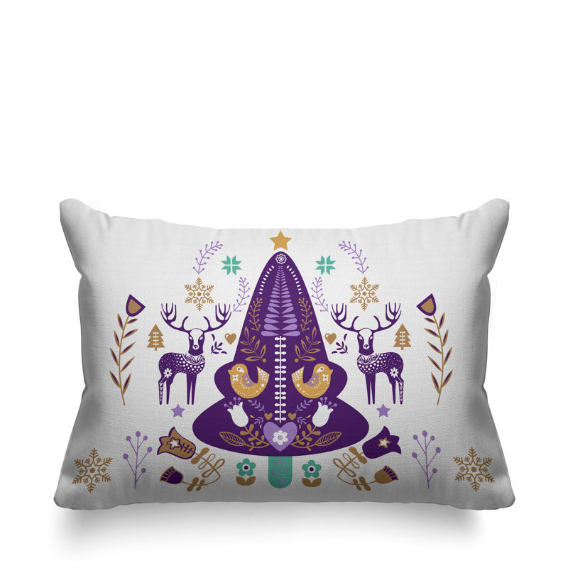 Coussin intérieur / extérieur Scandinavian Christmas Tree, Mauve