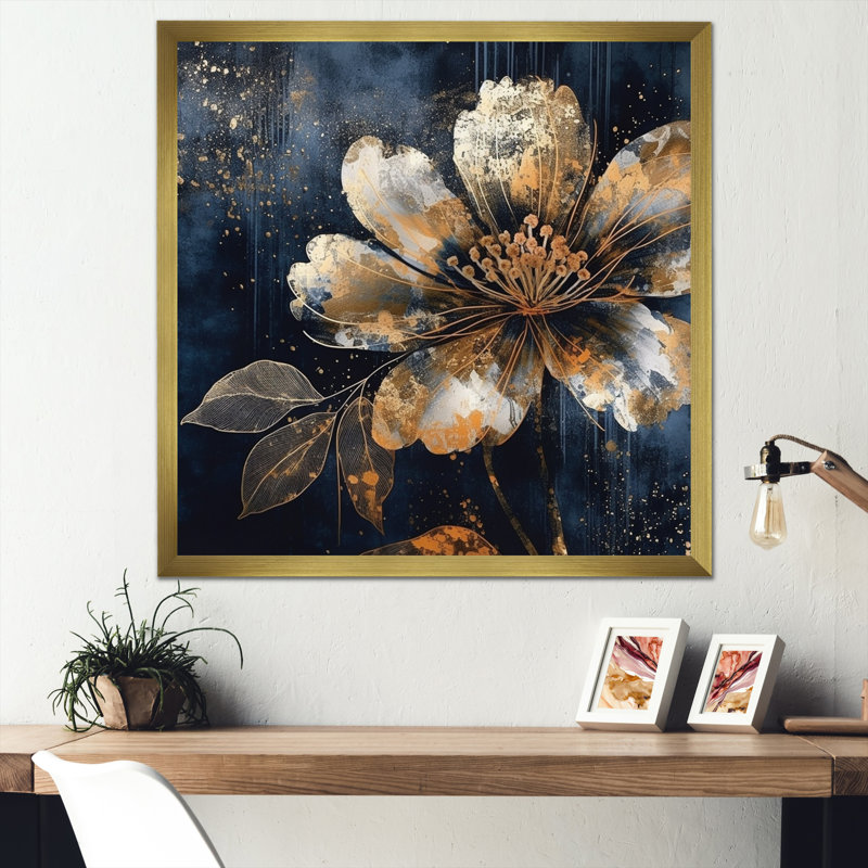 Rubena - pétales de marguerites sur toile, H 16 po x l 16 po x P 1 po, Encadrement doré