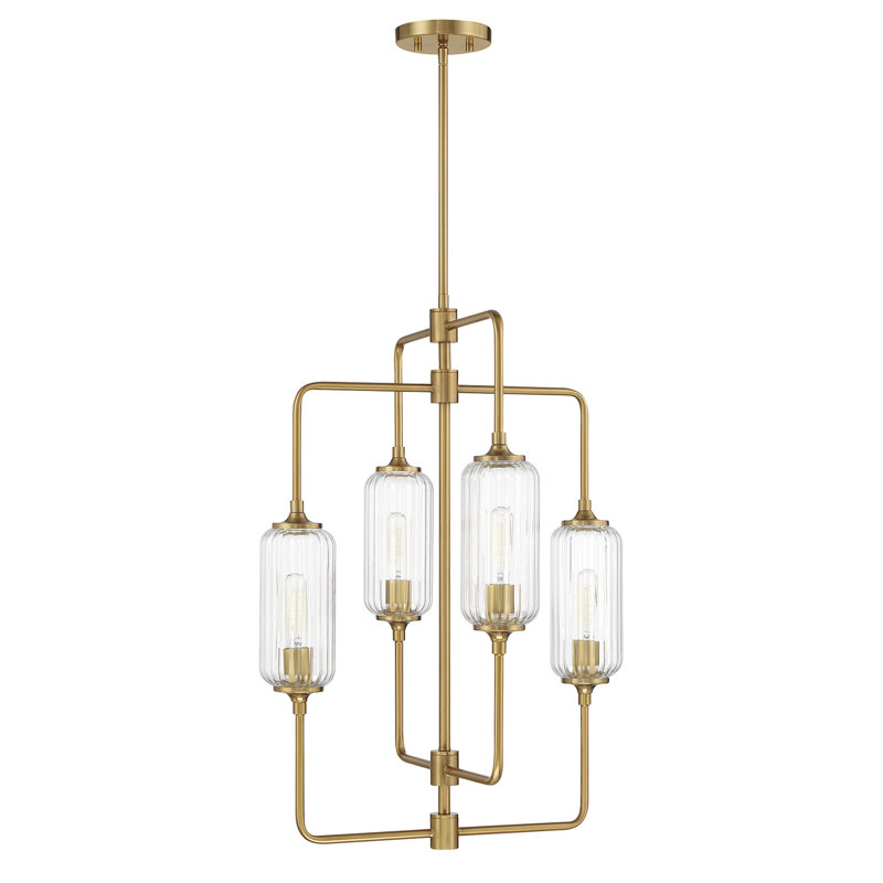 Lustre 4 lumières Nunley , Laiton, H 28,25 po x l 20 po x P 20 po