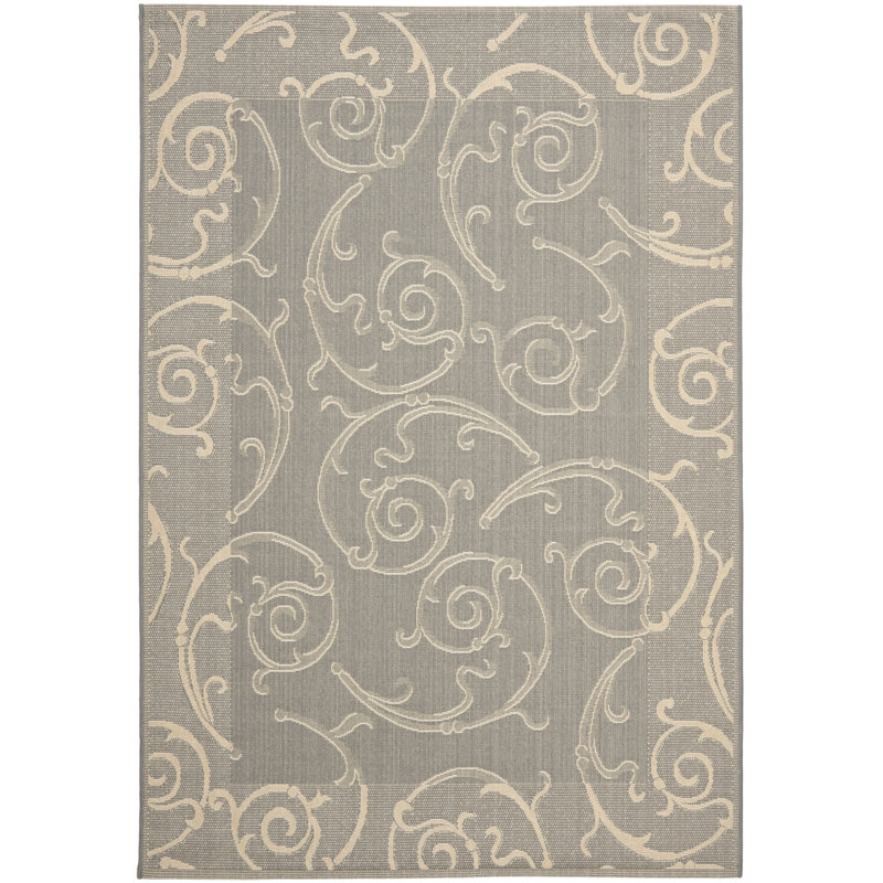 Tapis gris intérieur / extérieur Mullen, Rectangle 6 pi 7 po x 9 pi 6 po