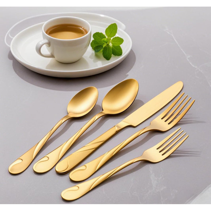 Shining Gold Metal Tableware Set