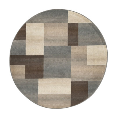 Quanetra 8' X 10' Gray Brown and Cream Patchwork Area Rug