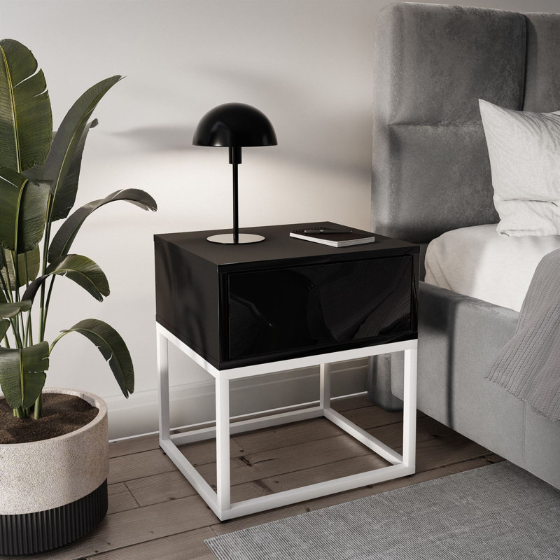 Anessia 45cm W Metal Bedside Table, Black