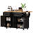 56.5'' Kitchen Island With Drop Leaf, Power Outlet, Embossed Vertical Stripe Rolling Kitchen Cart On Wheels With 4 Doors , 5 Deep Drawers And Adjustable Shelves, For Kitchen, Dining Room-629527321
