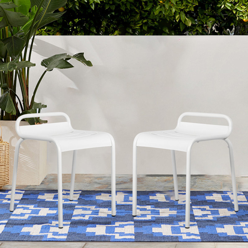 Alarni Premium All-Weather Wicker Outdoor Stacking Dining Side Chair, White
