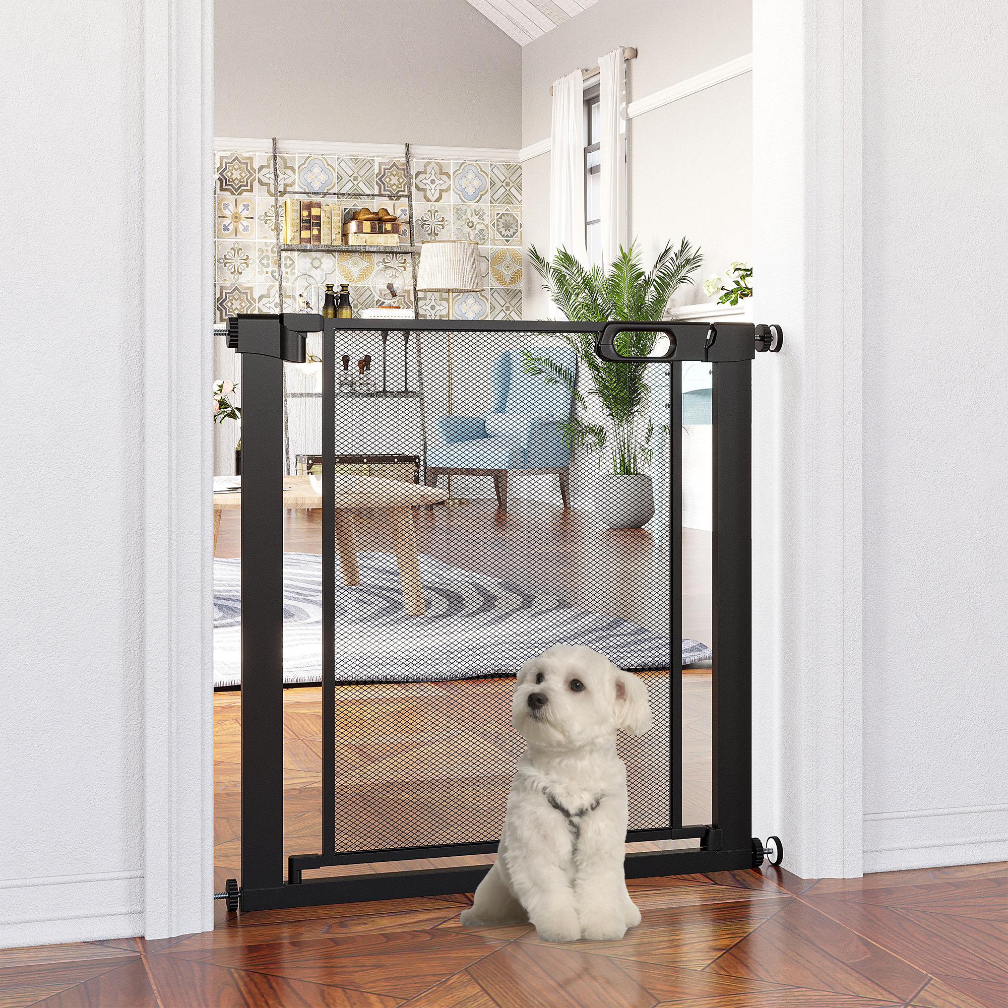 Tucker Murphy Pet™ 29.5"32.3" Metal Pet Gate, W/ Auto Closing Door