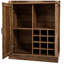 Armoire de bar rustique couleur chêne avec tablettes de rangement ouvertes et imprimées en 3D 76,4H